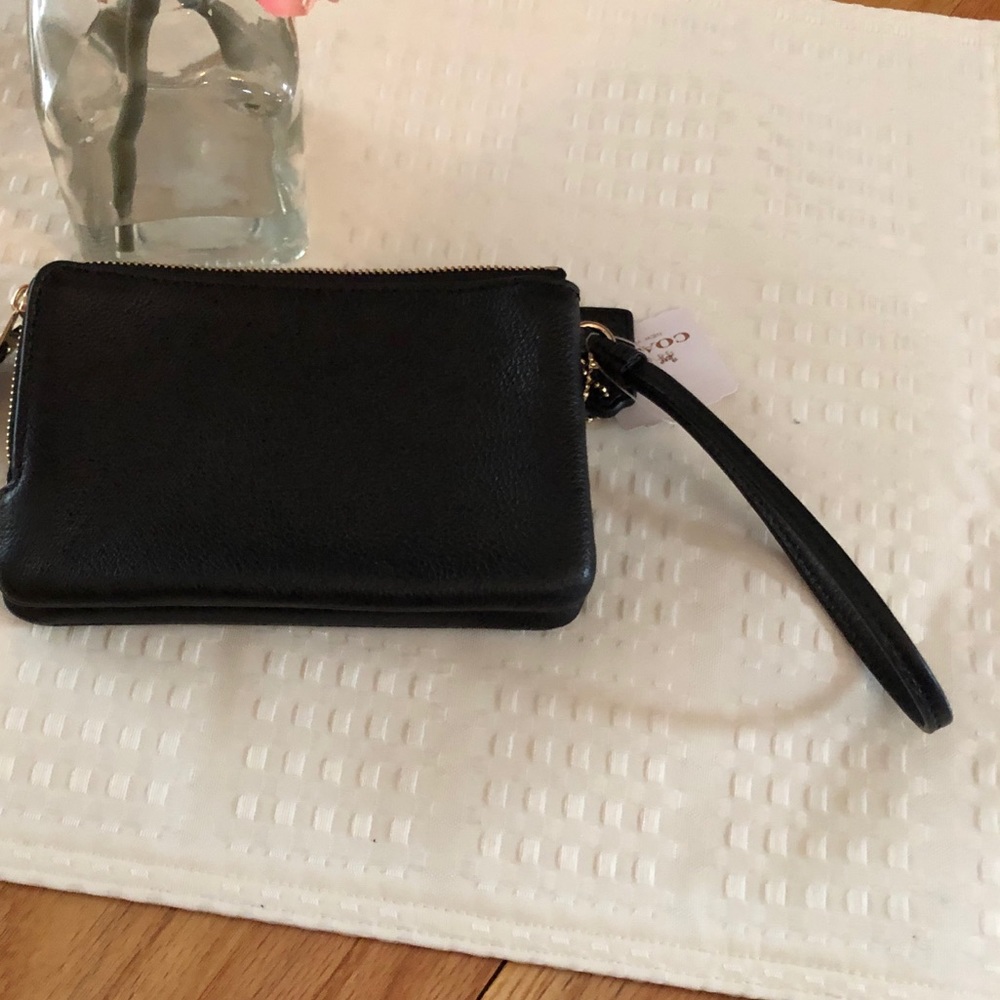 COACH black wristlet w/gold zippers - Picture 10 of 14